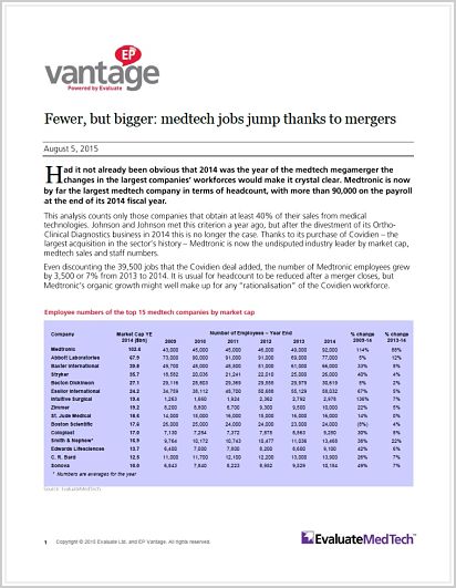EP Vantage MedTech Job Numbers 2015 - Report Cover